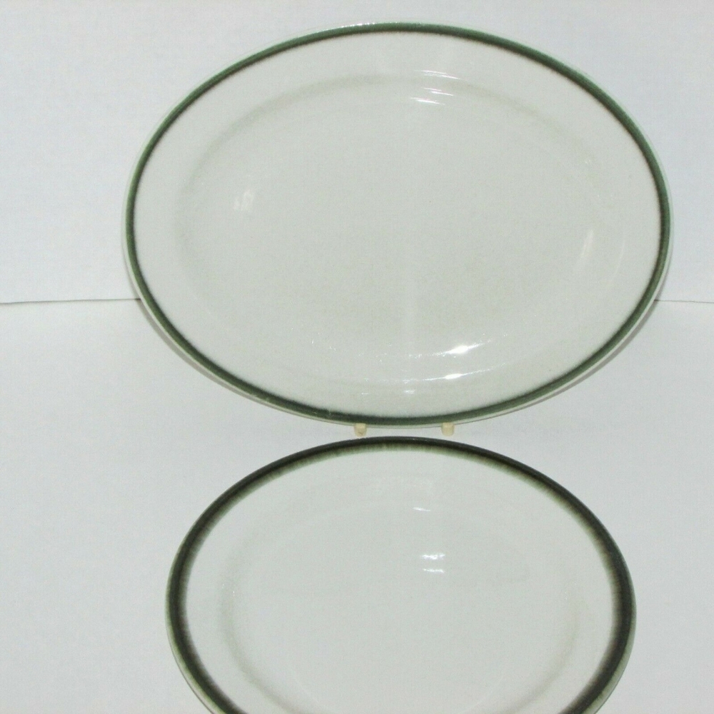 Royal Doulton Hotel Ware Country Club Oval Platter & Side Plate Green Band 2 Pc.